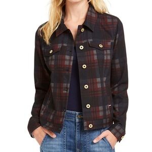 Tommy Hilfiger Jacket Womens Large Plaid Trucker Button Front Preppy Casual